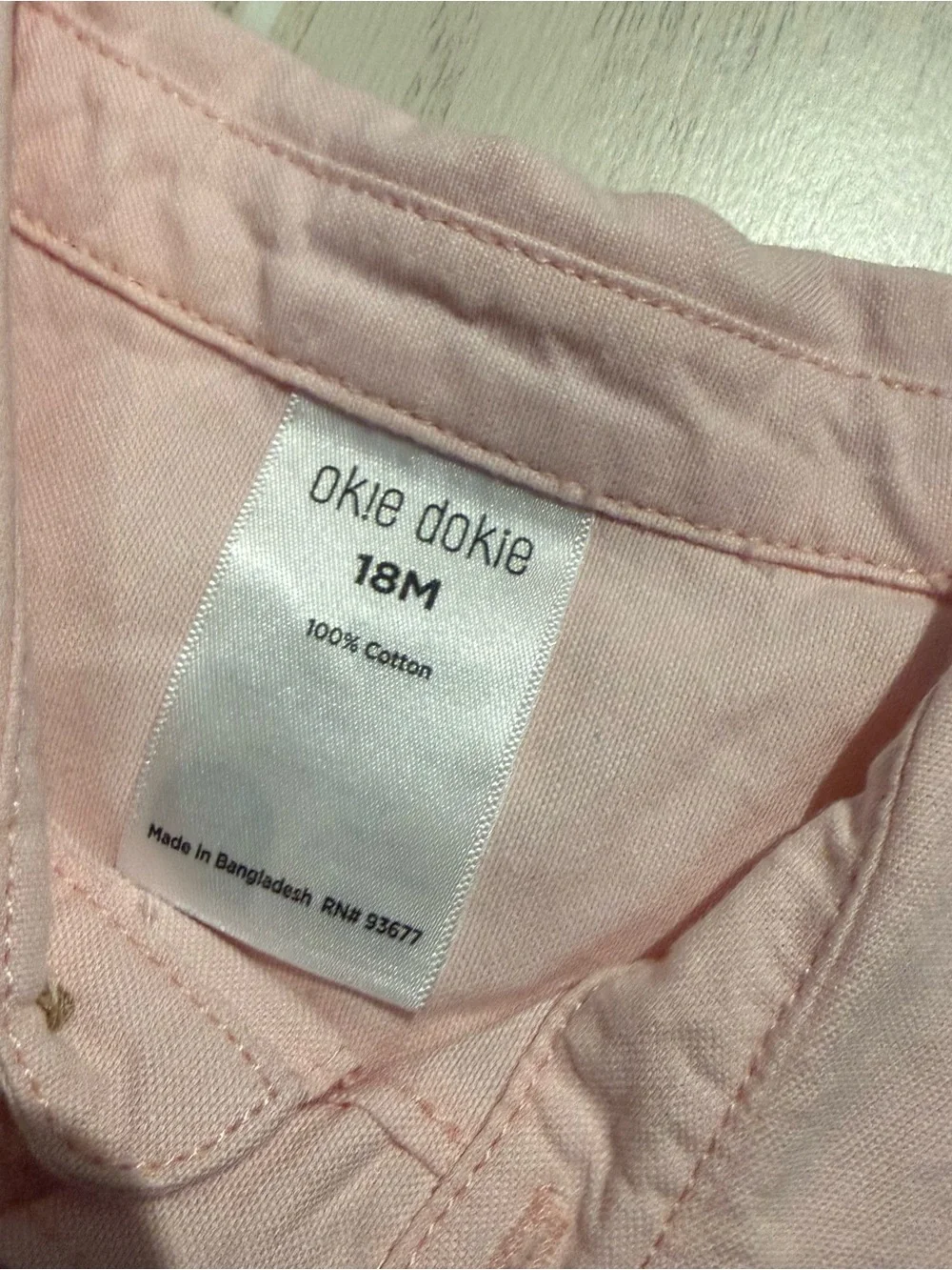 Okie Dokie Baby Boy 18M Pink Button Shirt Blue Shorts Set NWT
